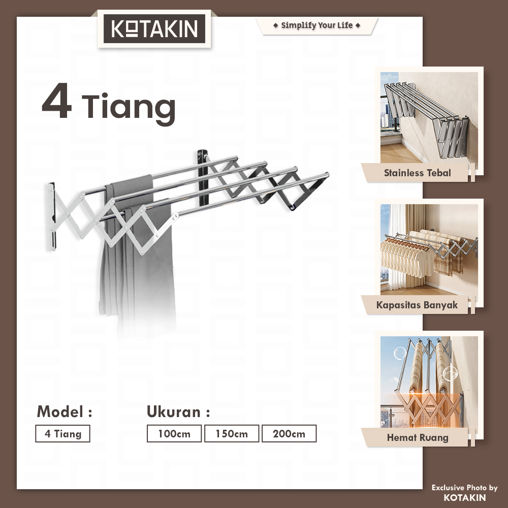 Jemuran Dinding 4 Tiang